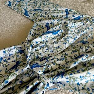 Natural Habitat Womens OS White Blue Bird 100% Cotton Tie Belt Robe -NEW NO TAG